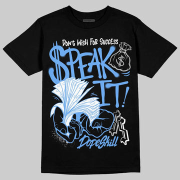Jordan 5 Black University Blue DopeSkill T-Shirt Speak It Graphic Streetwear - Black