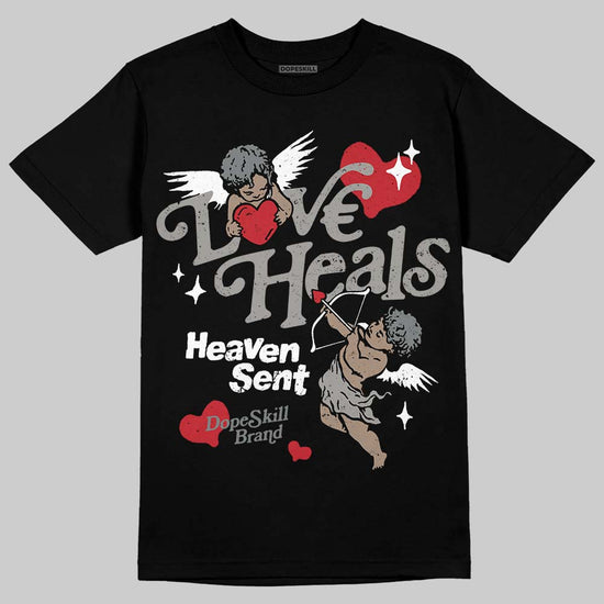 Jordan 9 Cool Grey DopeSkill T-Shirt New Love Heals Graphic Streetwear - Black