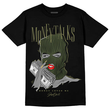 Jordan 4 Retro SE Craft Medium Olive DopeSkill T-Shirt Money Talks Graphic Streetwear - Black