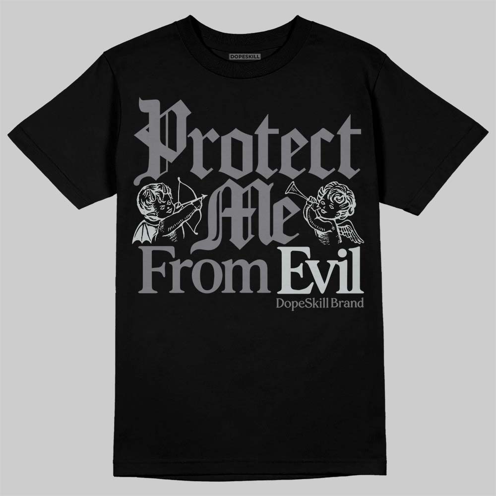 Jordan 12 Black Wolf Grey DopeSkill T-Shirt Protect Me From Evil Graphic Streetwear - Black