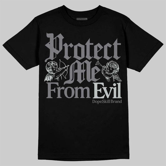 Jordan 12 Black Wolf Grey DopeSkill T-Shirt Protect Me From Evil Graphic Streetwear - Black