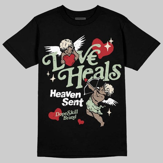 Jordan 4 WMNS “Seafoam” (2025) DopeSkill T-Shirt New Love Heals Graphic Streetwear - Black