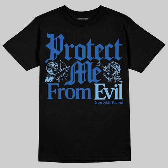 Air Foamposite One “International Blue” DopeSkill T-Shirt Protect Me From Evil Graphic Streetwear - Black