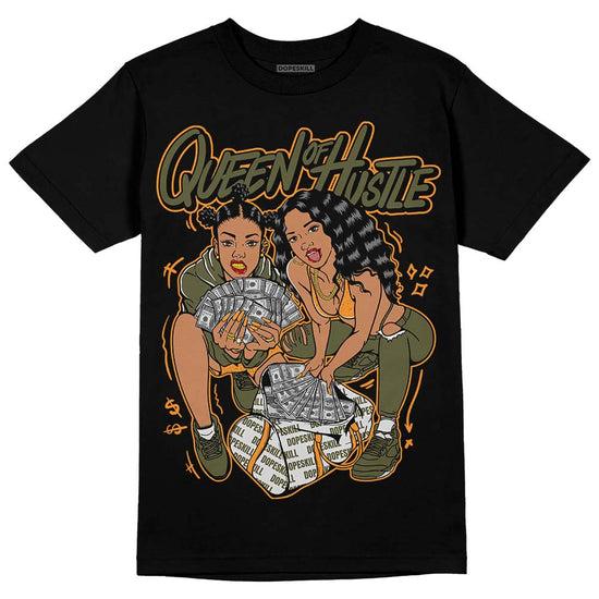 Jordan 5 "Olive" DopeSkill T-Shirt Queen Of Hustle Graphic Streetwear - Black