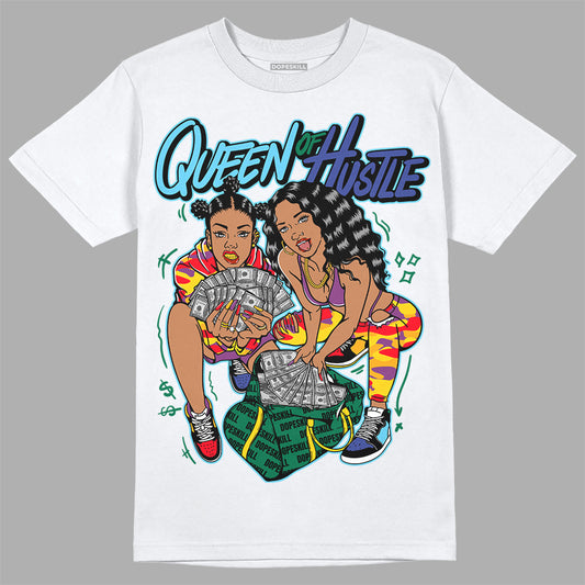 Jordan 1 Mid GS 'Six Championships' DopeSkill T-Shirt Queen Of Hustle Graphic Streetwear - White