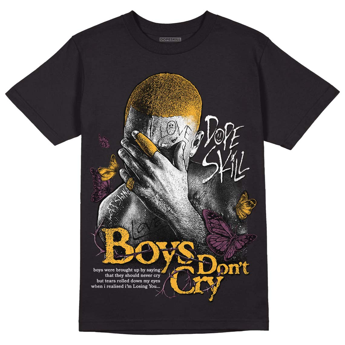 Jordan 1 Retro High OG Brotherhood DopeSkill T-Shirt Boys Don't Cry Graphic Streetwear - Black