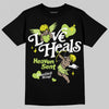 Jordan 13 Retro Bright Cactus DopeSkill T-Shirt New Love Heals Graphic Streetwear - Black