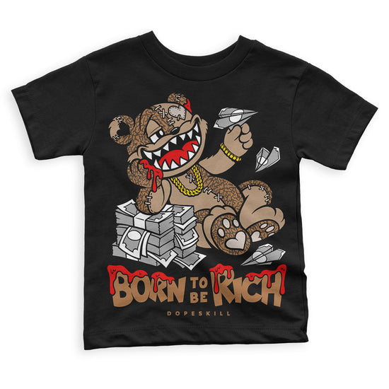 Jordan 3 Retro Palomino DopeSkill Toddler Kids T-shirt Born To Be Rich Graphic Streetwear - Black