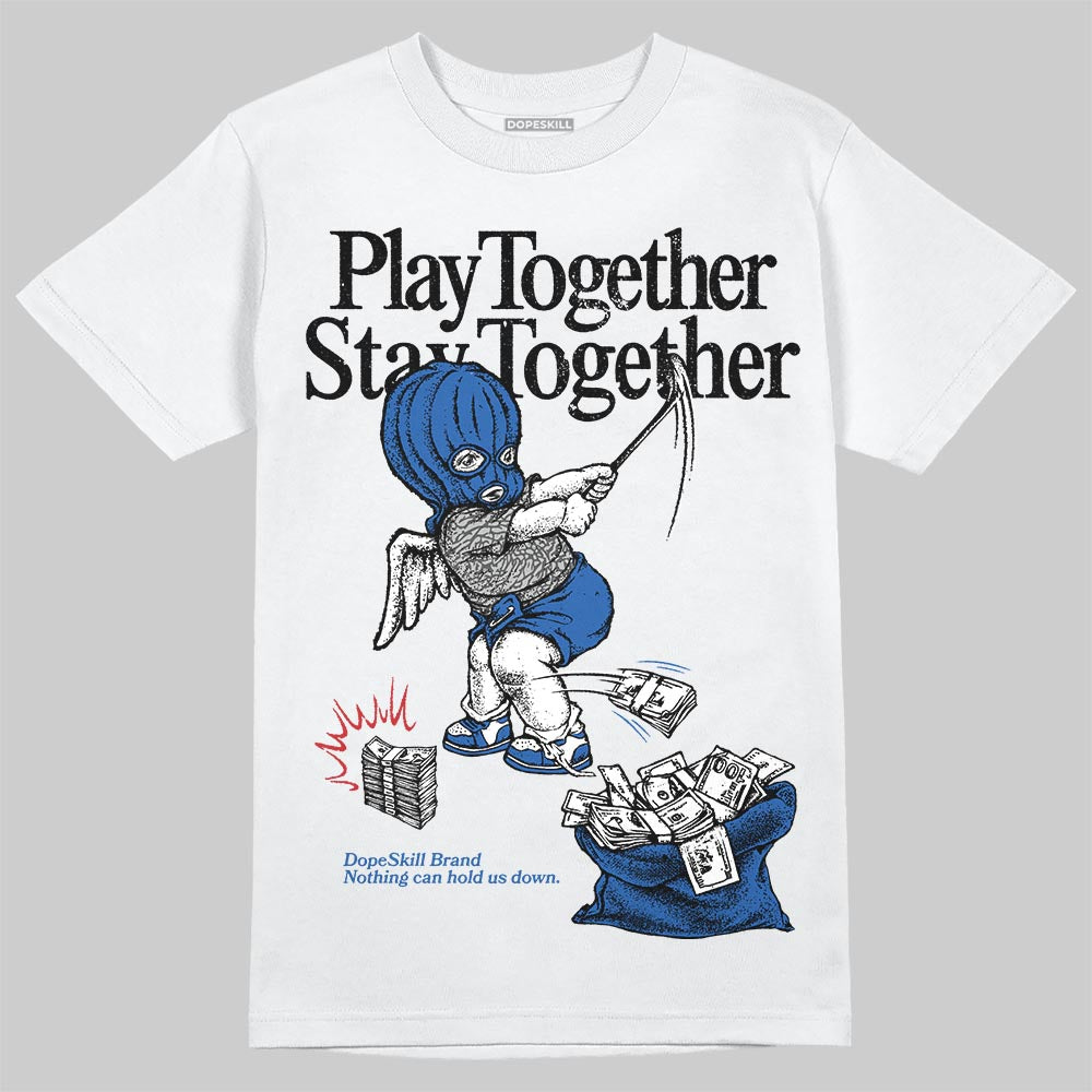 Jordan 3 "True Blue" DopeSkill T-Shirt Play together, Stay together Graphic Streetwear - White