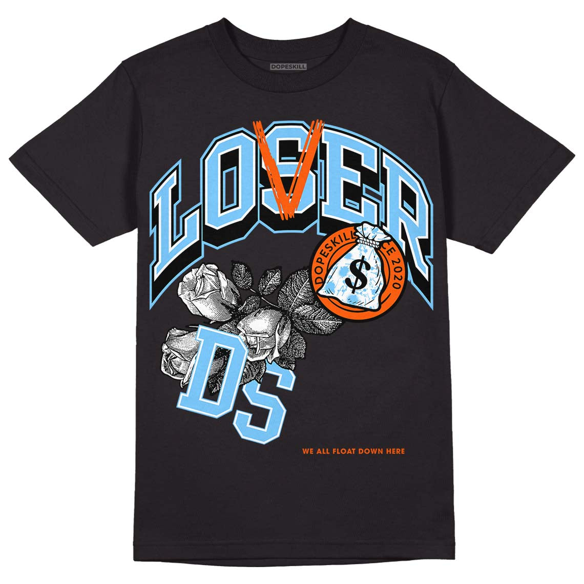 Dunk Low Futura University Blue DopeSkill T-Shirt Loser Lover Graphic Streetwear - Black