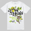 Jordan 13 Retro Bright Cactus DopeSkill T-Shirt New Love Heals Graphic Streetwear - White