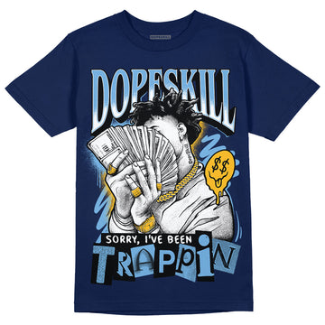 Jordan 1 High OG “First in Flight” DopeSkill Navy T-shirt Sorry I've Been Trappin Graphic Streetwear