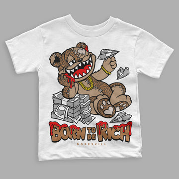 Jordan 3 Retro Palomino DopeSkill Toddler Kids T-shirt Born To Be Rich Graphic Streetwear - White