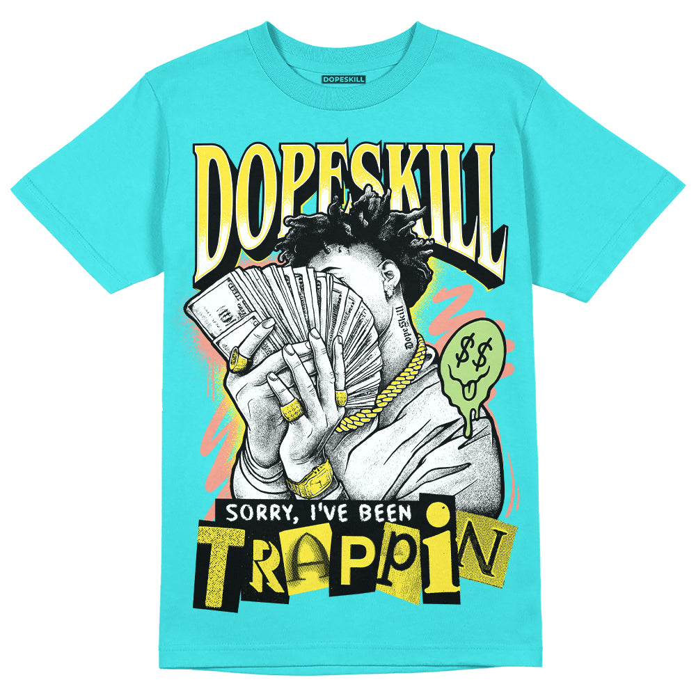 New Balance 9060 “Cyan Burst” DopeSkill Virtual Blue T-Shirt Sorry I've Been Trappin Graphic Streetwear