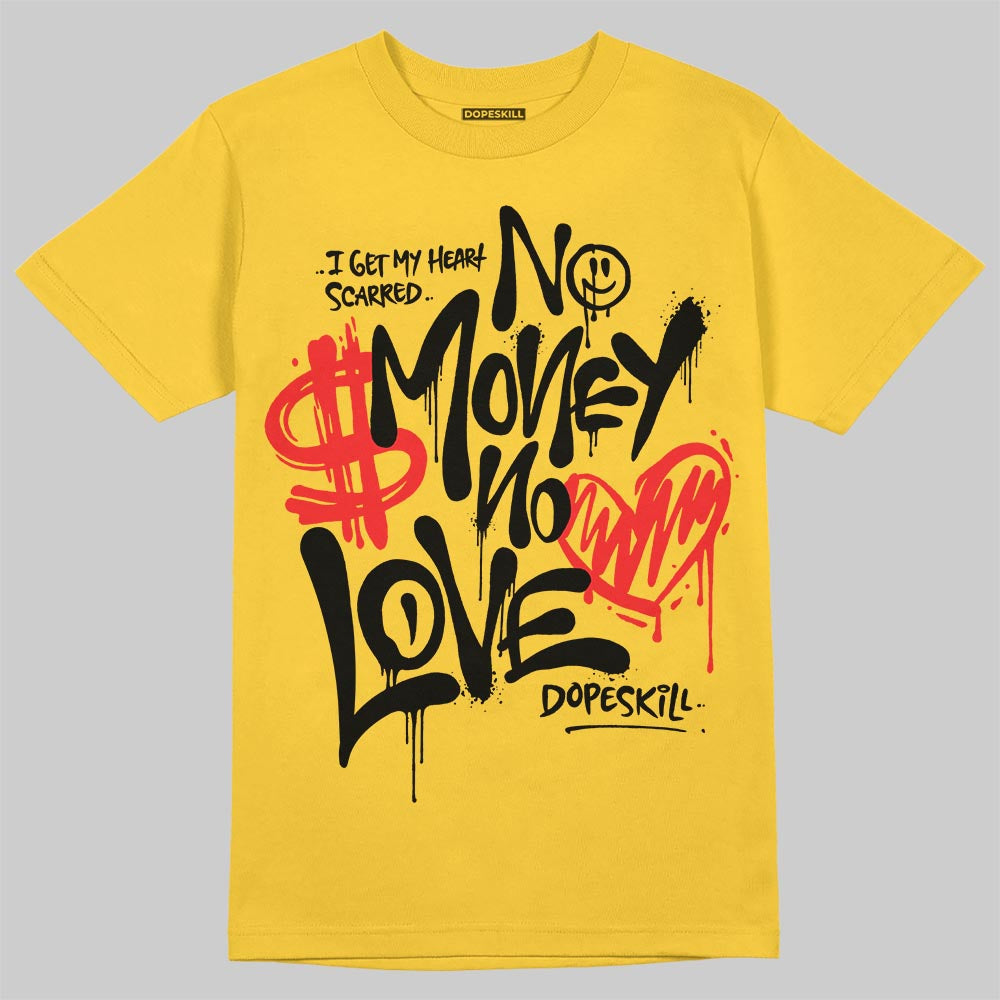 Jordan 5 'Tokyo' DopeSkill T-Shirt No Money No Love Typo Graphic Streetwear - Gold