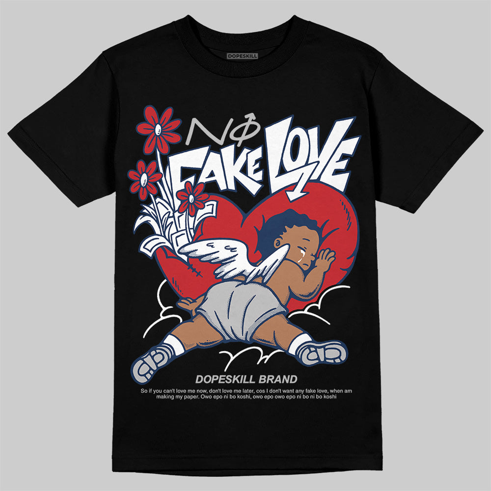 Jordan 4 SB “Summit White/Navy” DopeSkill T-Shirt No Fake Love Graphic Streetwear - Black