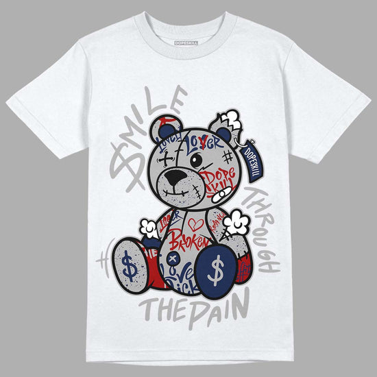 Jordan 4 Midnight Navy DopeSkill T-shirt  Smile Through The Pain Graphic Streetwear - White