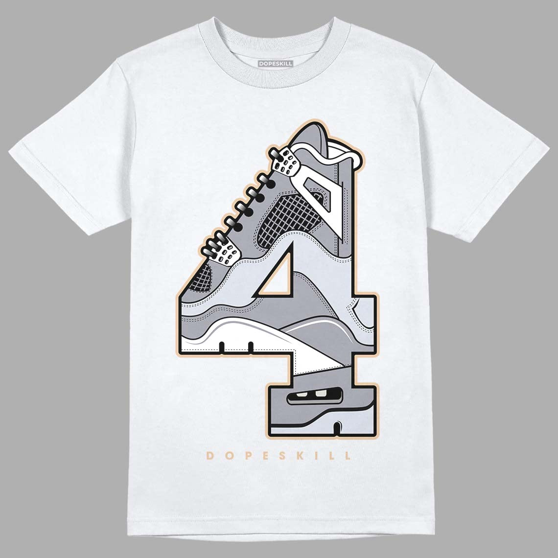 Jordan 4 Retro Frozen Moments DopeSkill T-Shirt No.4 Graphic Streetwear - White 