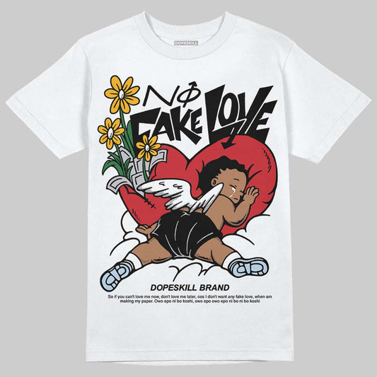 Jordan 5 Retro OG Black Metallic Reimagined DopeSkill T-Shirt No Fake Love Graphic Streetwear - White 