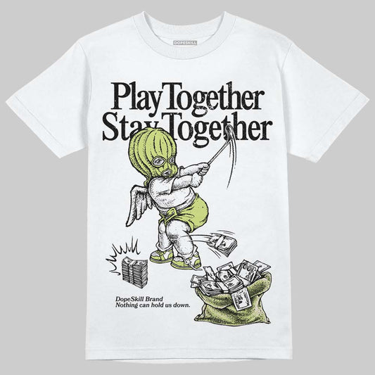 Jordan 5 “Luminous Green” DopeSkill T-Shirt Play together, Stay together Graphic Streetwear - White