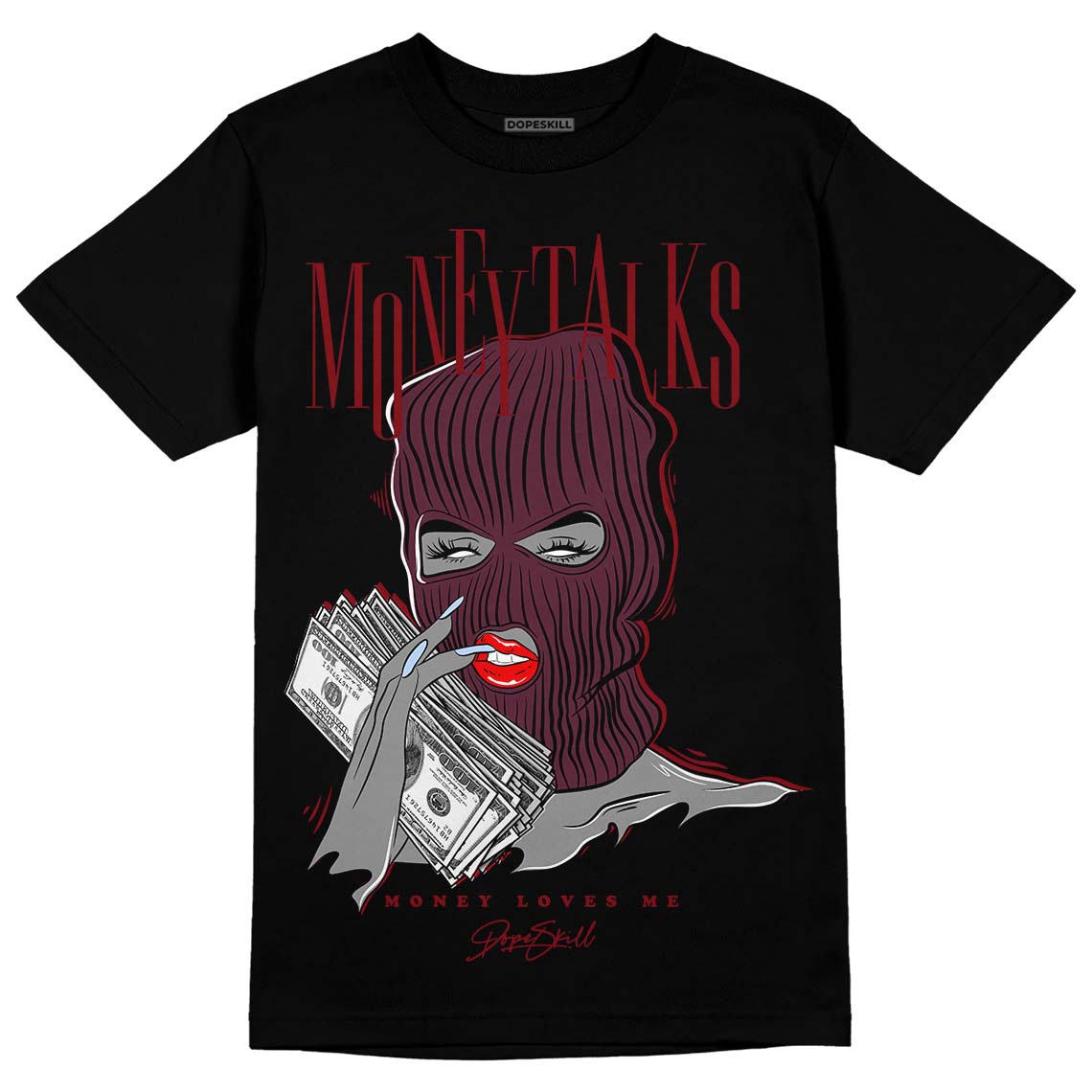 Jordan 5 Retro Burgundy (2023) DopeSkill T-Shirt Money Talks Graphic Streetwear - Black