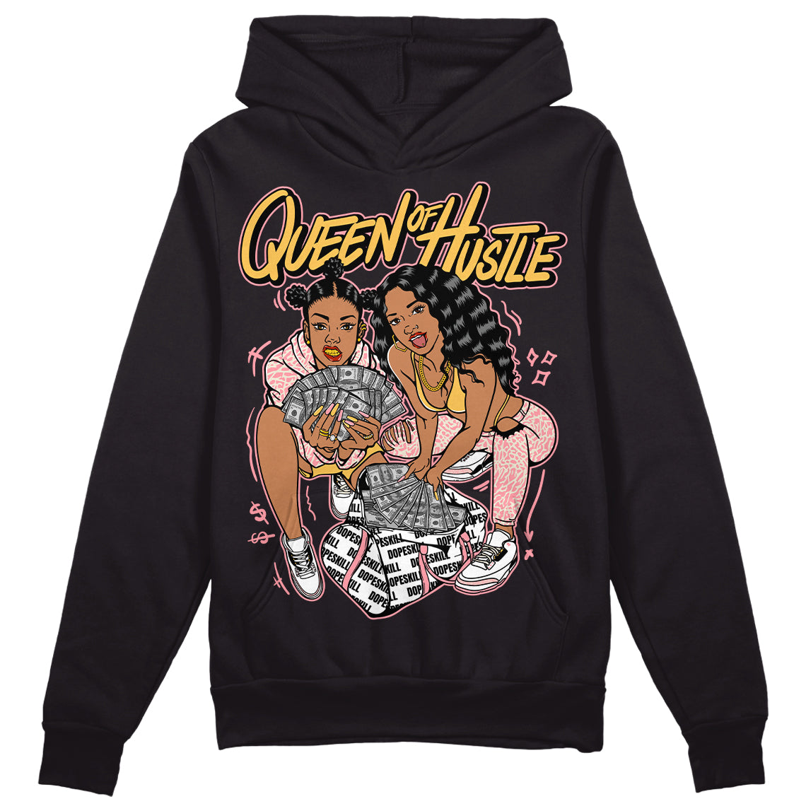 Jordan 3 GS “Red Stardust” DopeSkill Hoodie Sweatshirt Queen Of Hustle Graphic Streetwear - Black