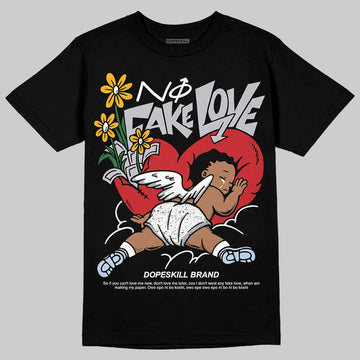 Jordan 5 Retro OG Black Metallic Reimagined DopeSkill T-Shirt No Fake Love Graphic Streetwear - Black