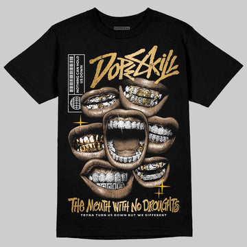 Jordan 12 Retro 'Taxi' 2025 DopeSkill T-Shirt The Mouth With No Droughts Graphic Streetwear - Black