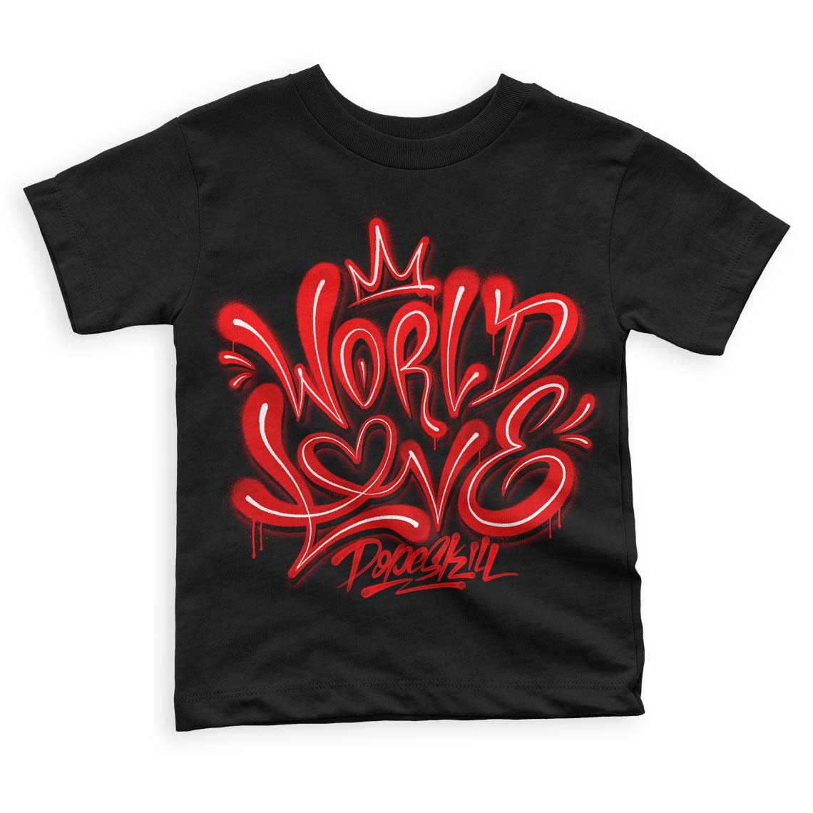 Jordan 1 Retro High OG "Satin Bred" DopeSkill Toddler Kids T-shirt World Love Graphic Streetwear - Black