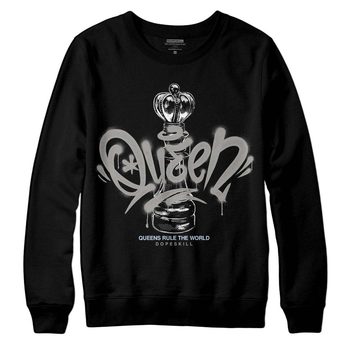 Jordan 6 Retro Cool Grey DopeSkill Sweatshirt Queen Chess Graphic Streetwear - Black