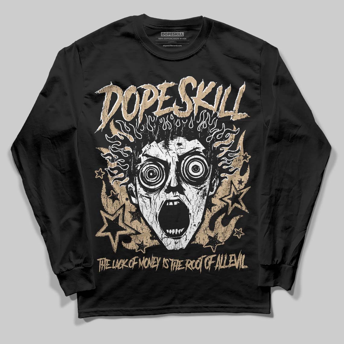 TAN Sneakers DopeSkill Long Sleeve T-Shirt Root of Evil Graphic Streetwear - Black