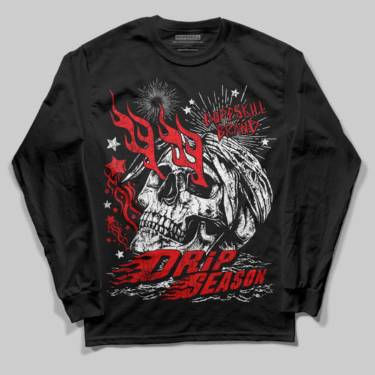 Red Sneakers DopeSkill Long Sleeve T-Shirt Drip Season Graphic Streetwear - Black