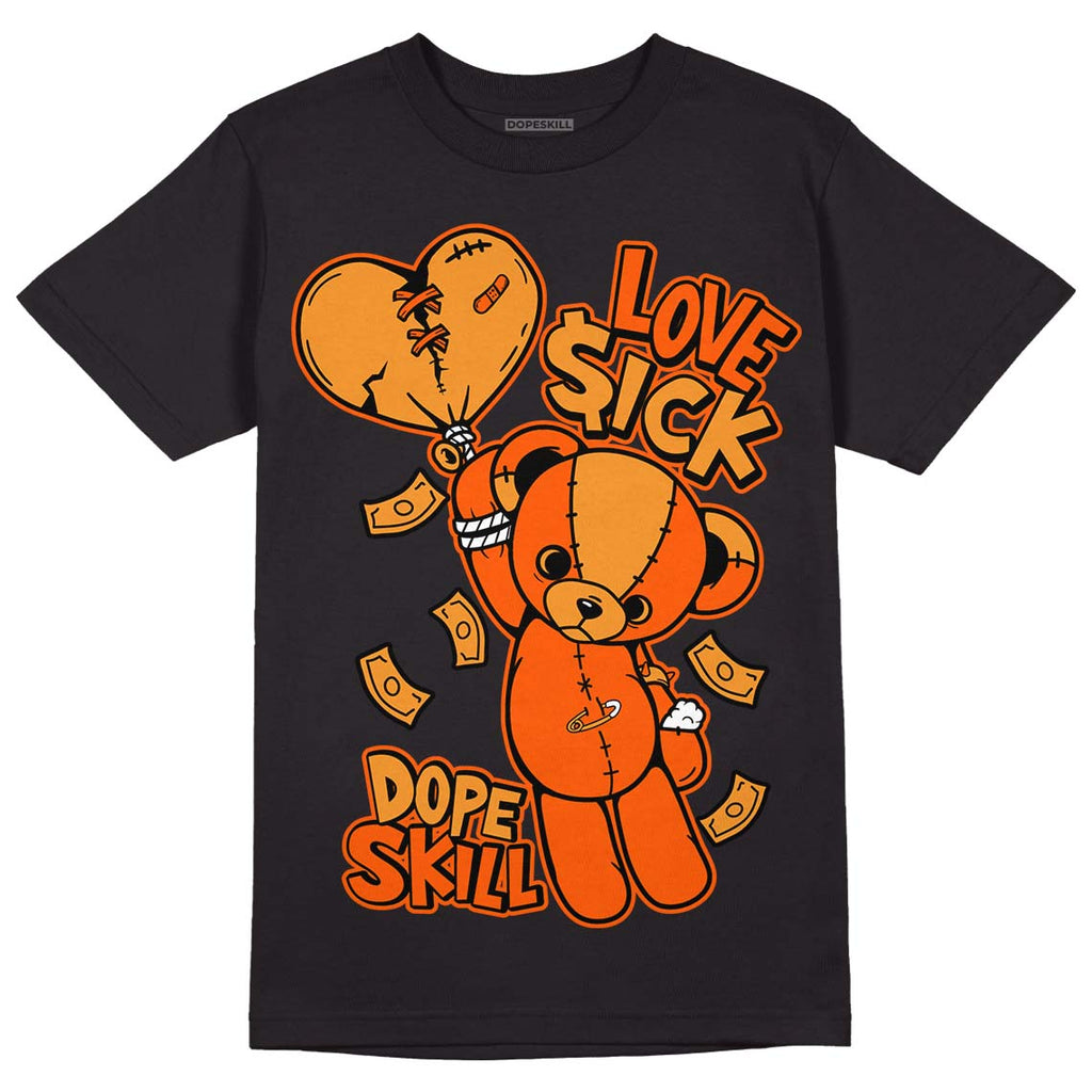Jordan 12 Retro Brilliant Orange DopeSkill T-Shirt Love Sick Graphic Streetwear - Black
