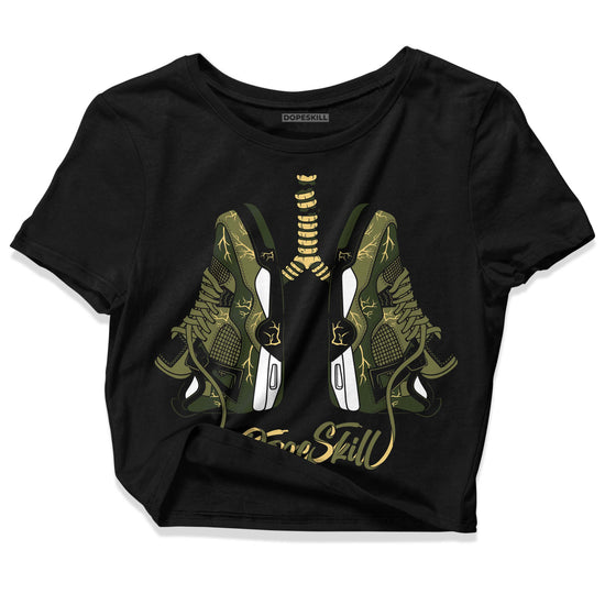 Jordan 4 Retro SE Craft Medium Olive DopeSkill Women's Crop Top Breathe Graphic Streetwear - Black