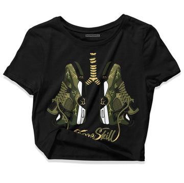 Jordan 4 Retro SE Craft Medium Olive DopeSkill Women's Crop Top Breathe Graphic Streetwear - Black