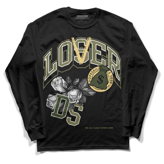 Jordan 4 Retro SE Craft Medium Olive DopeSkill Long Sleeve T-Shirt Loser Lover Graphic Streetwear - Black