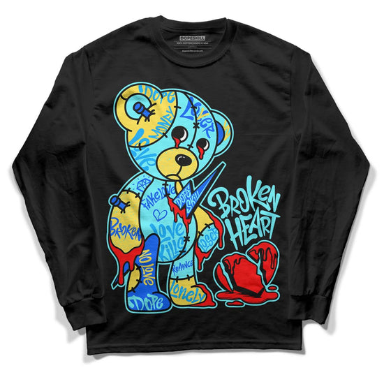 Jordan 5 Aqua DopeSkill Long Sleeve T-Shirt Broken Heart Graphic Streetwear - Black