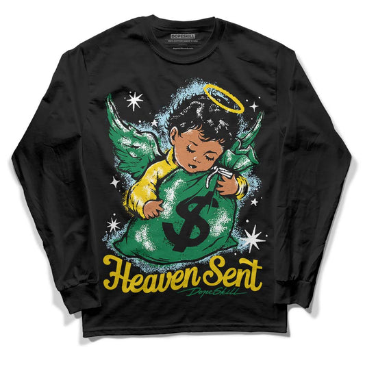 Jordan 5 “Lucky Green” DopeSkill Long Sleeve T-Shirt Heaven Sent Graphic Streetwear - Black