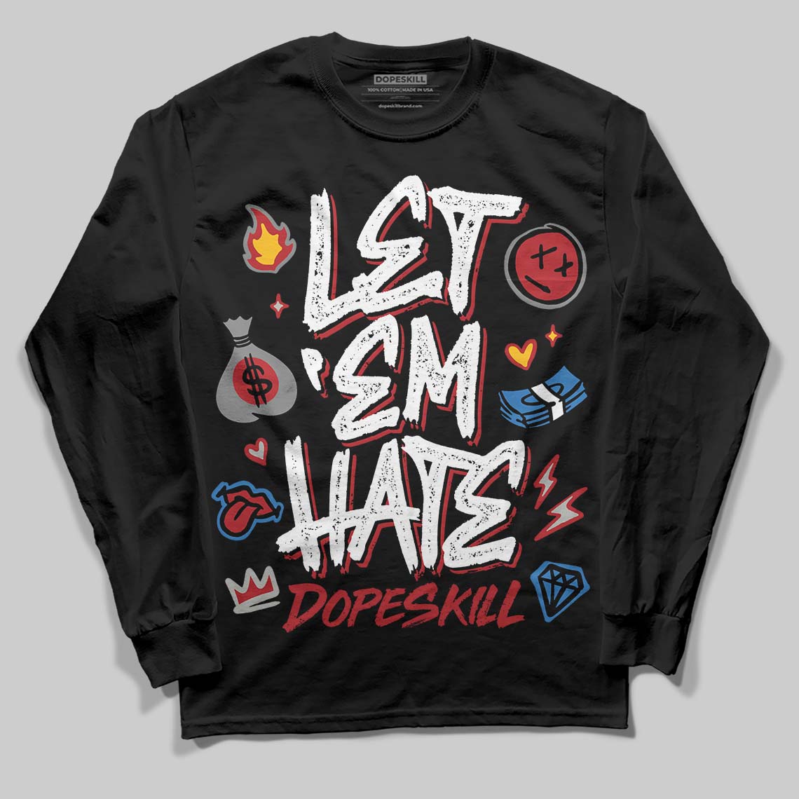 Jordan 8 Retro Bugs Bunny (2025) DopeSkill Long Sleeve T-Shirt Let 'em Hate Graphic Streetwear - Black