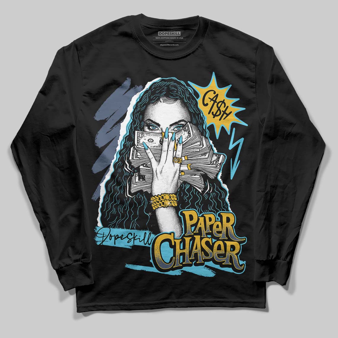 Jordan 11 Retro Gamma Blue (2025) DopeSkill Long Sleeve T-Shirt NPC Graphic Streetwear - black