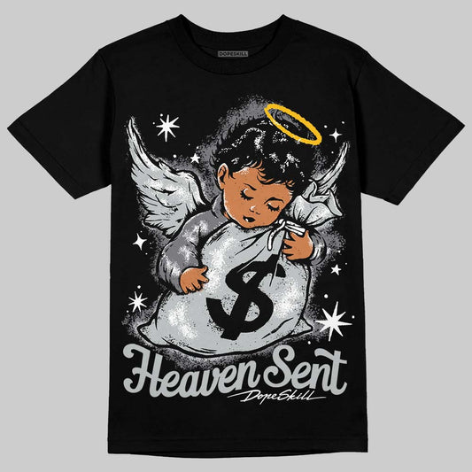 Jordan 12 Black Wolf Grey DopeSkill T-Shirt Heaven Sent Graphic Streetwear - Black