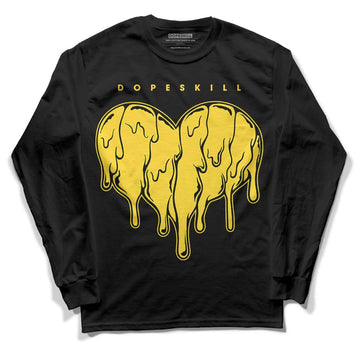 Jordan 4 Tour Yellow Thunder DopeSkill Long Sleeve T-Shirt Slime Drip Heart Graphic Streetwear - Black