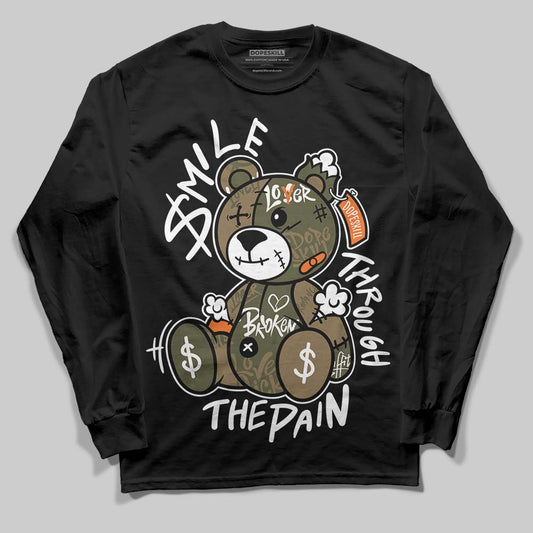 Adidas Samba OG Focus Olive Gum DopeSkill Long Sleeve T-Shirt Smile Through The Pain Graphic Streetwear - Black