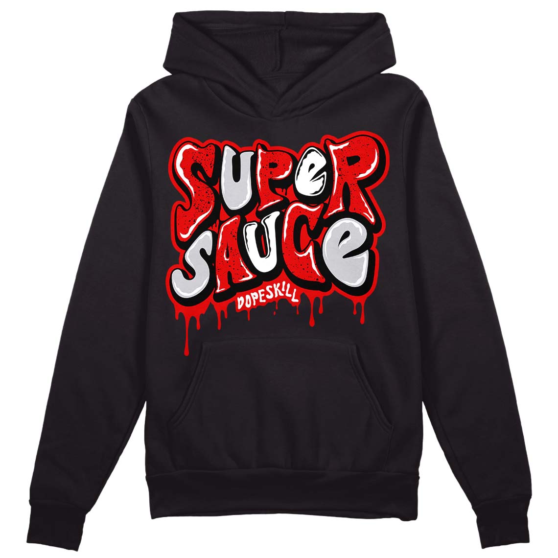 Jordan 4 Retro Red Cement DopeSkill Hoodie Sweatshirt Super Sauce Graphic Streetwear - Black