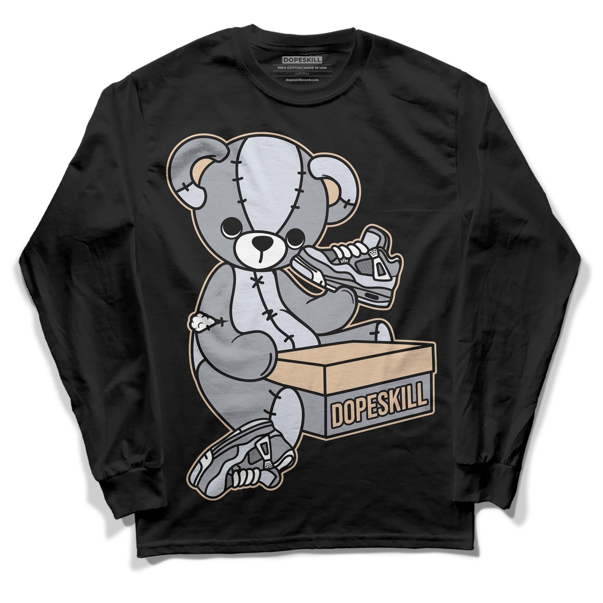 Jordan 4 Retro Frozen Moments DopeSkill Long Sleeve T-Shirt Sneakerhead BEAR Graphic Streetwear - Black 