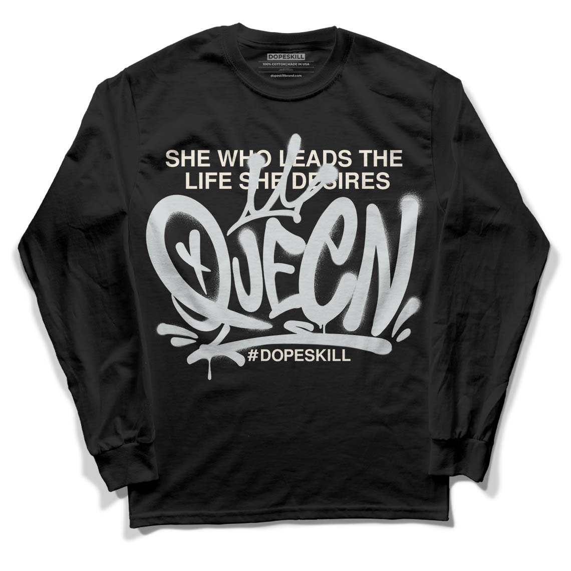 Jordan 1 Retro Low OG Black Cement DopeSkill Long Sleeve T-Shirt Queen Graphic Streetwear - Black