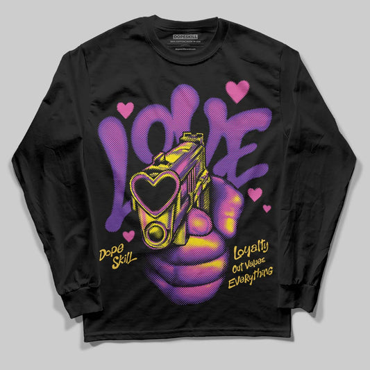 PURPLE Sneakers DopeSkill Long Sleeve T-Shirt Love Shot Graphic Streetwear - Black
