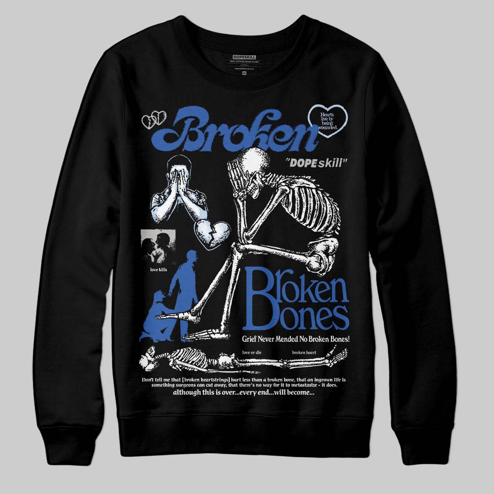Awake NY x Jordan 5 Retro 'Black Racer Blue' DopeSkill Sweatshirt Broken Bones Graphic Streetwear - Black