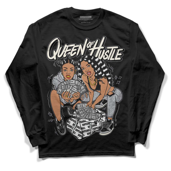 Jordan 1 Retro Low OG Black Cement DopeSkill Long Sleeve T-Shirt Queen Of Hustle Graphic Streetwear - Black