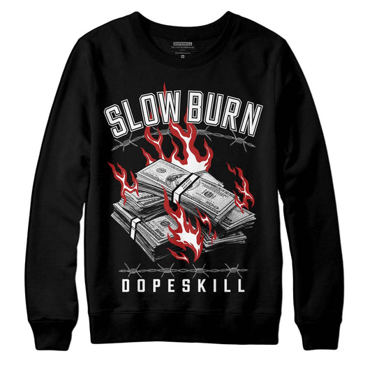 Jordan 14 "Black/White" DopeSkill Sweatshirt Slow Burn Graphic Streetwear - Black